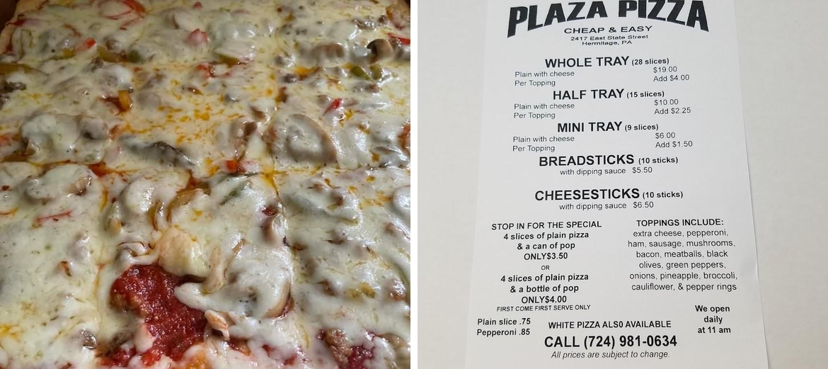 Plaza Pizza Menu